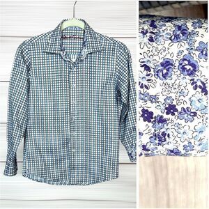 ROBERT GRAHAM Boy’s Button Up Shirt
Cotton Plaid Contrast Floral Cuffs M (10-12)